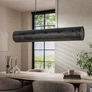 Hanglamp Tubon Mesh artic zwart - 5-lichts, 120 cm breed