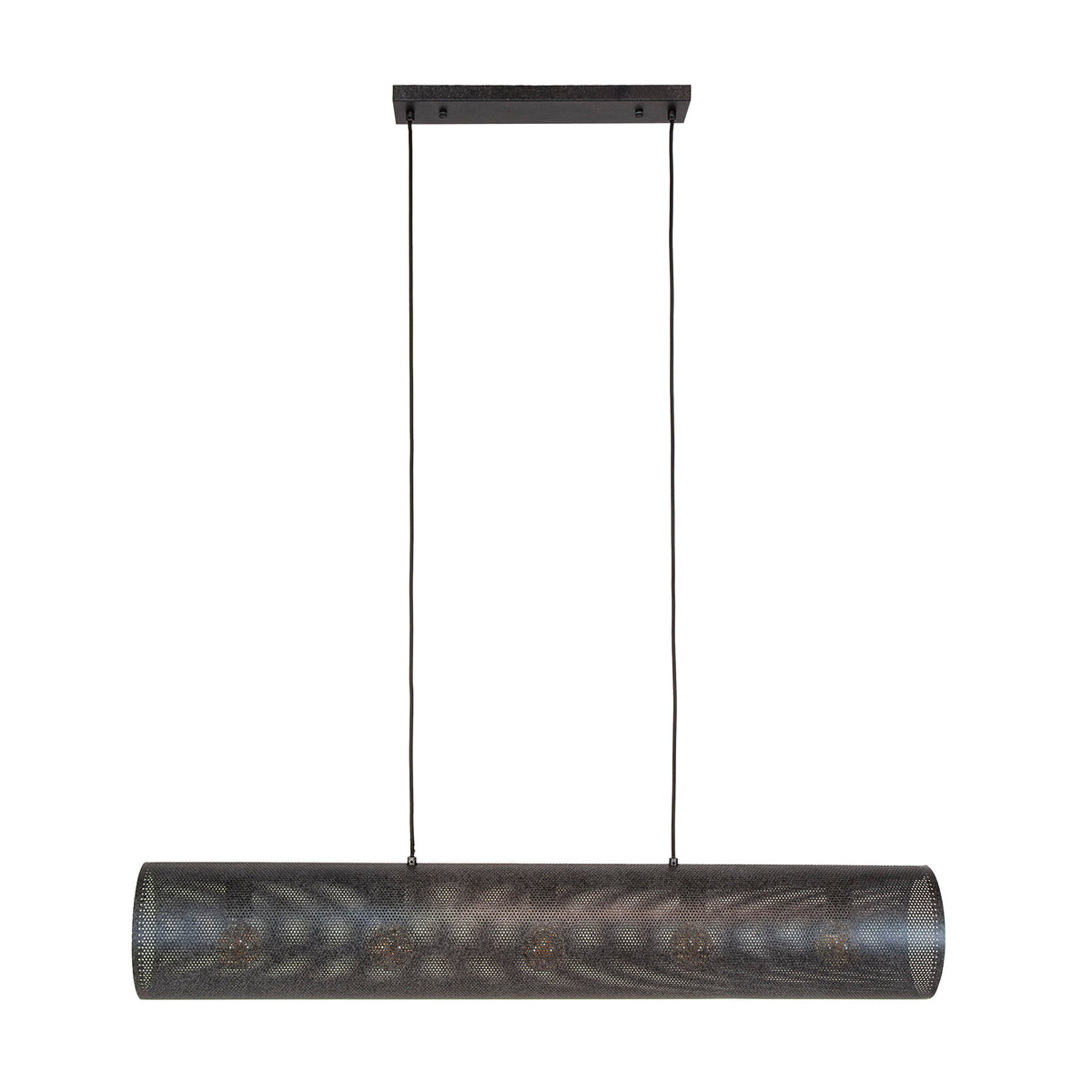 Hanglamp Tubon Mesh artic zwart - 5-lichts, 120 cm breed