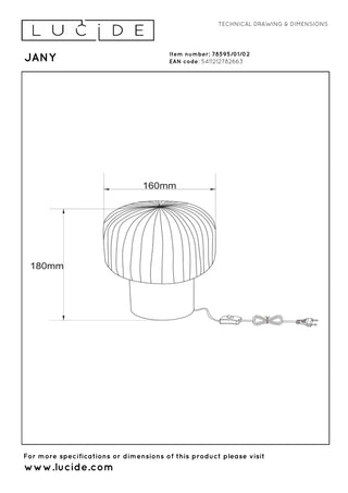 JANY - Lampe de table - Ø 16 cm - 1xE14 - Or mat / Laiton
