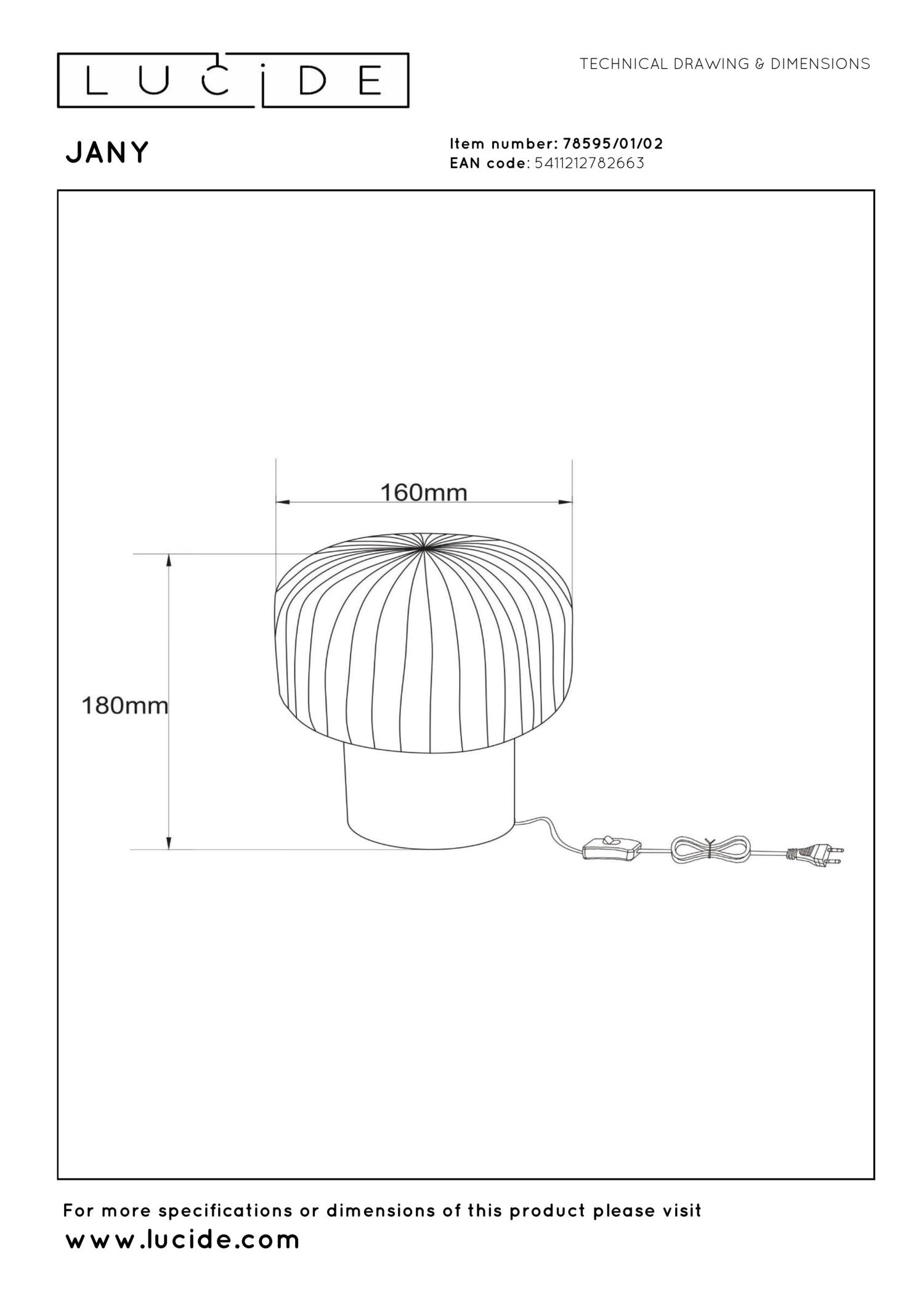 JANY - Lampe de table - Ø 16 cm - 1xE14 - Or mat / Laiton