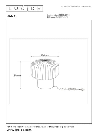 JANY - Tafellamp - Ø 16 cm - 1xE14 - Zwart