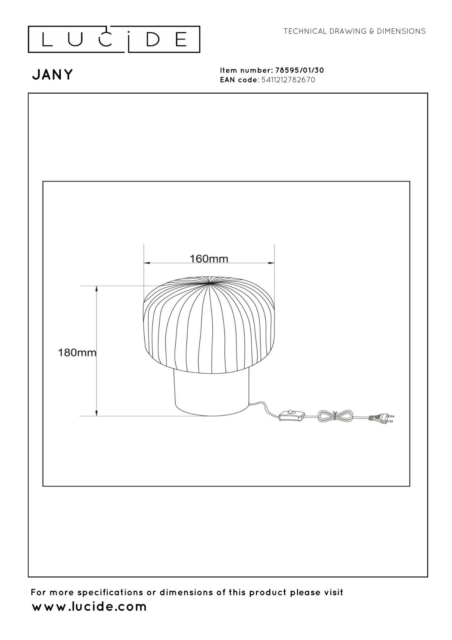 JANY - Tafellamp - Ø 16 cm - 1xE14 - Zwart