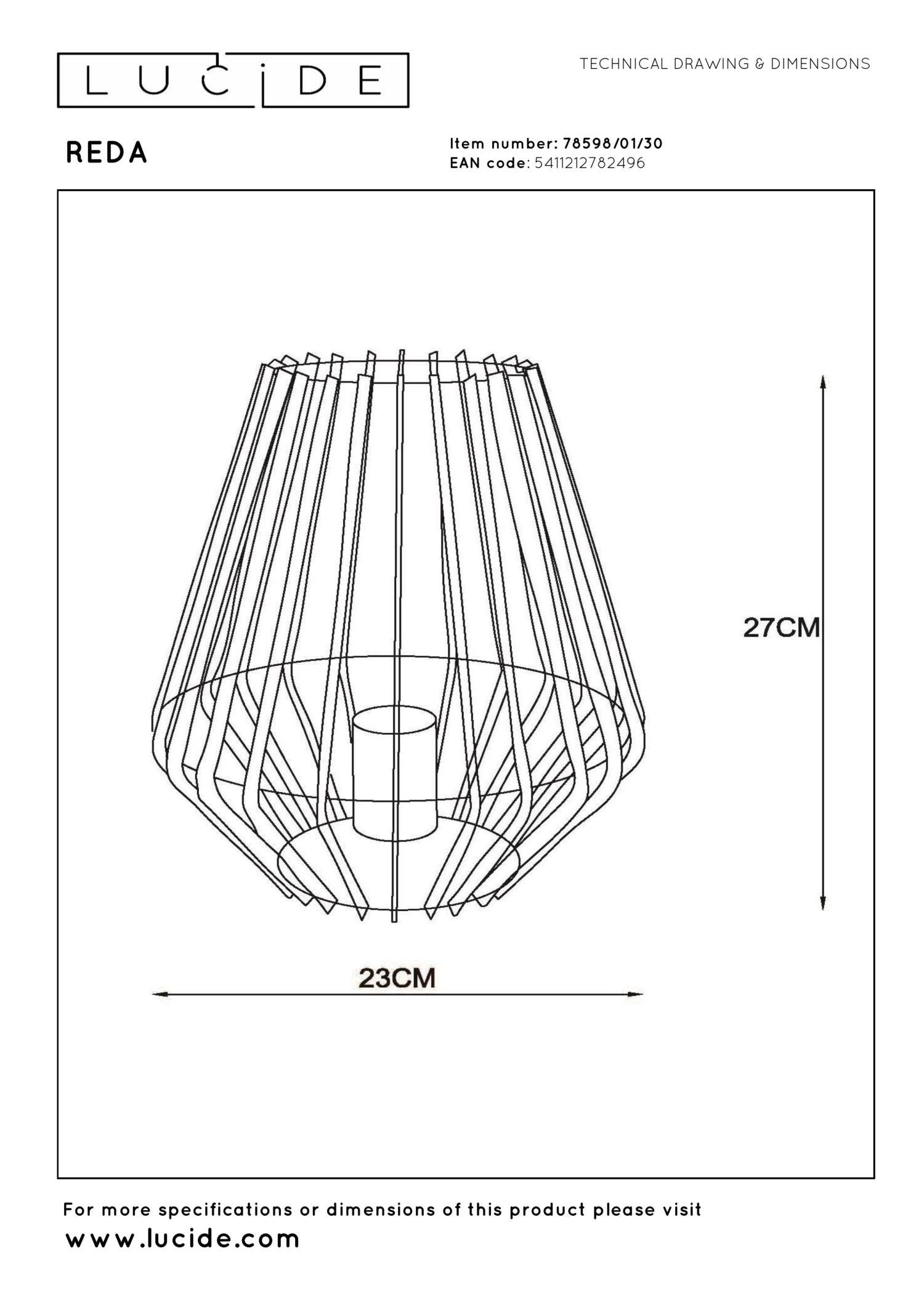 REDA - Lampe de table - 1xE27 - Noir