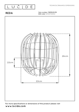 REDA - Lampe de table - Ø 22 cm - 1xE27 - Noir