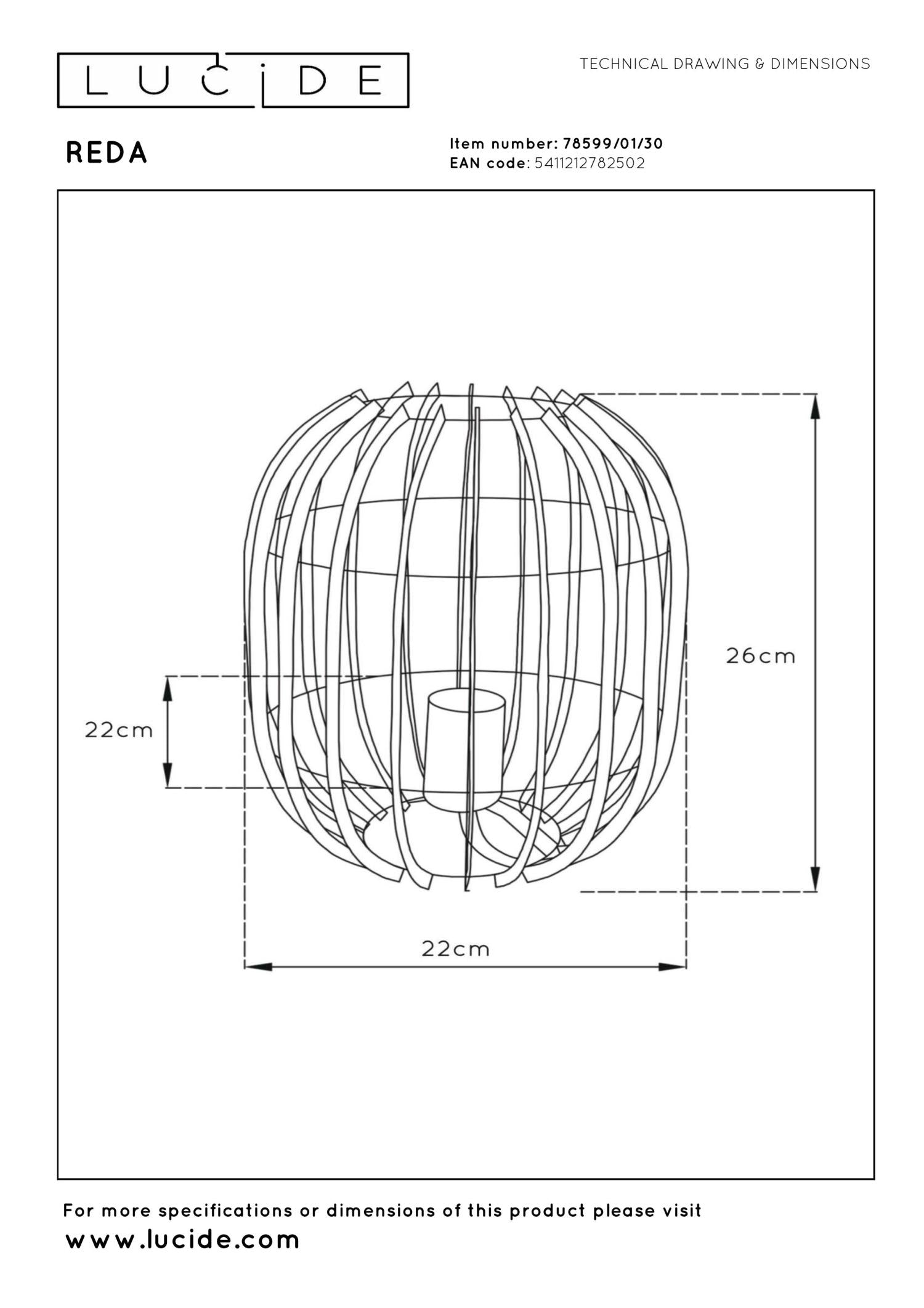 REDA - Lampe de table - Ø 22 cm - 1xE27 - Noir