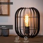 REDA - Lampe de table - Ø 22 cm - 1xE27 - Noir