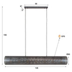 Suspension Tubon Mesh noir artic - 7 lumières, largeur 145 cm