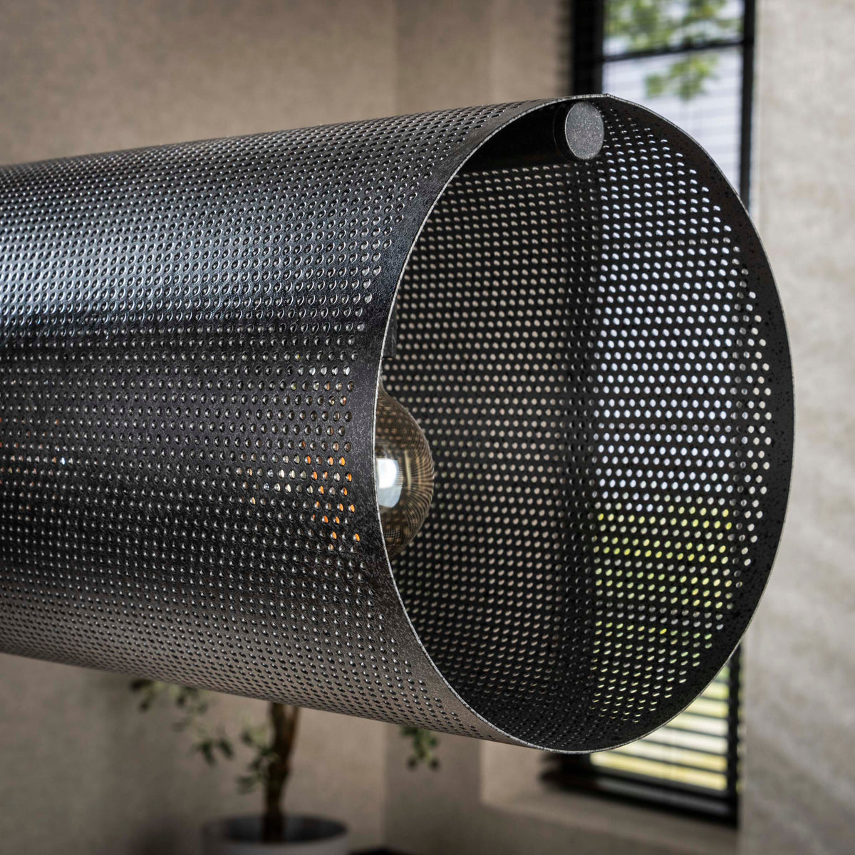Pendant lamp Tubon Mesh artic black - 7-light, 145 cm wide