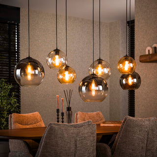 Suspension Multi Globe noir artic - 4+3 lumières, largeur 145 cm