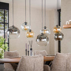 Suspension Multi Globe noir artic - 4+3 lumières, largeur 145 cm