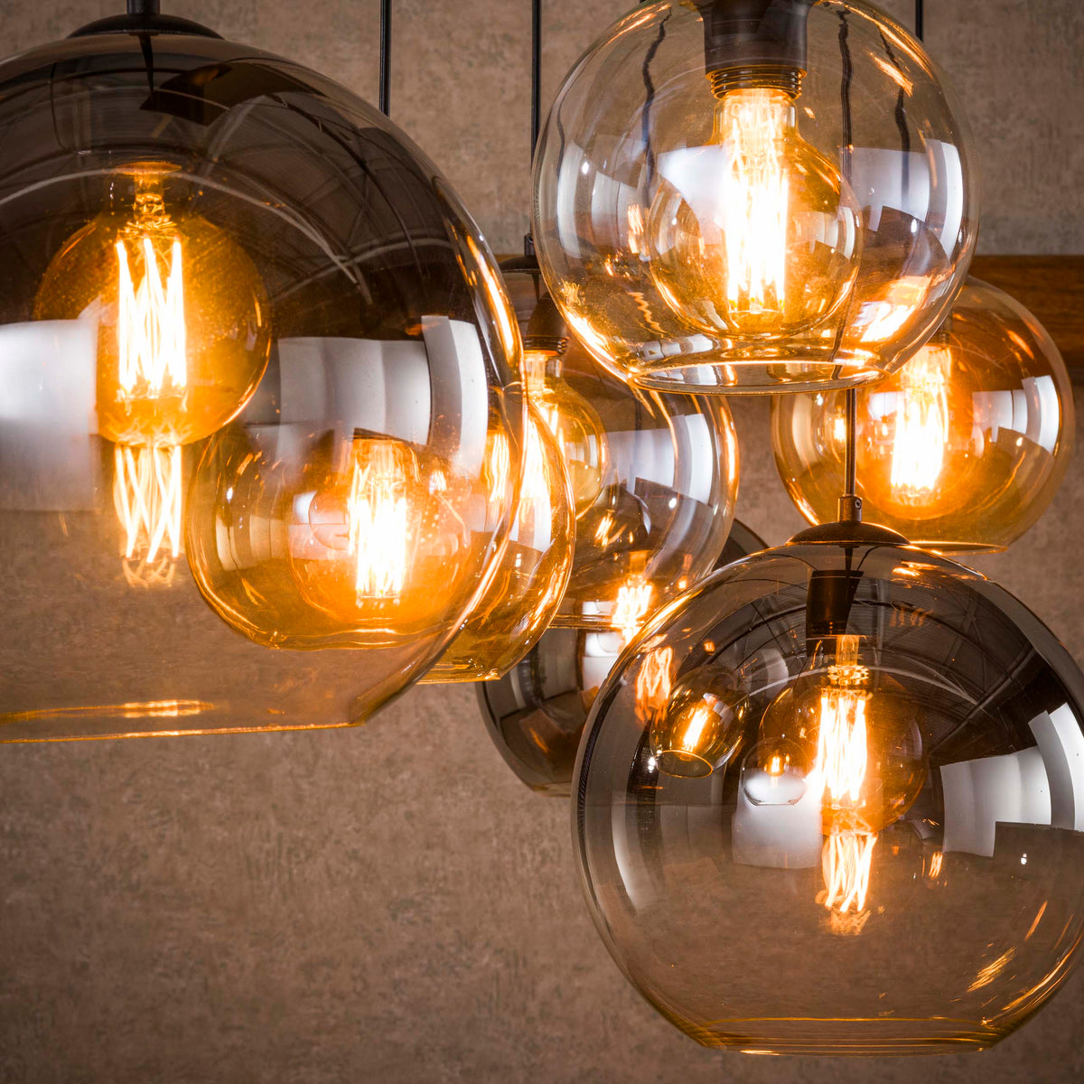 Pendant lamp Multi Globe artic black - 4+3-light, 145 cm wide