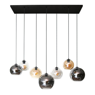 Suspension Multi Globe noir artic - 4+3 lumières, largeur 145 cm