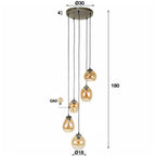 Hanglamp Mix amber glas - 5-lichts, diameter 43 cm