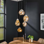 Hanglamp Mix amber glas - 5-lichts, diameter 43 cm
