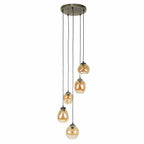 Hanglamp Mix amber glas - 5-lichts, diameter 43 cm
