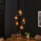 Hanglamp Mix chroom glas - 5-lichts, diameter 43 cm