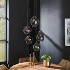Hanglamp Mix chroom glas - 5-lichts, diameter 43 cm