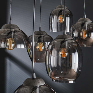 Hanglamp Mix chroom glas - 5-lichts, diameter 43 cm