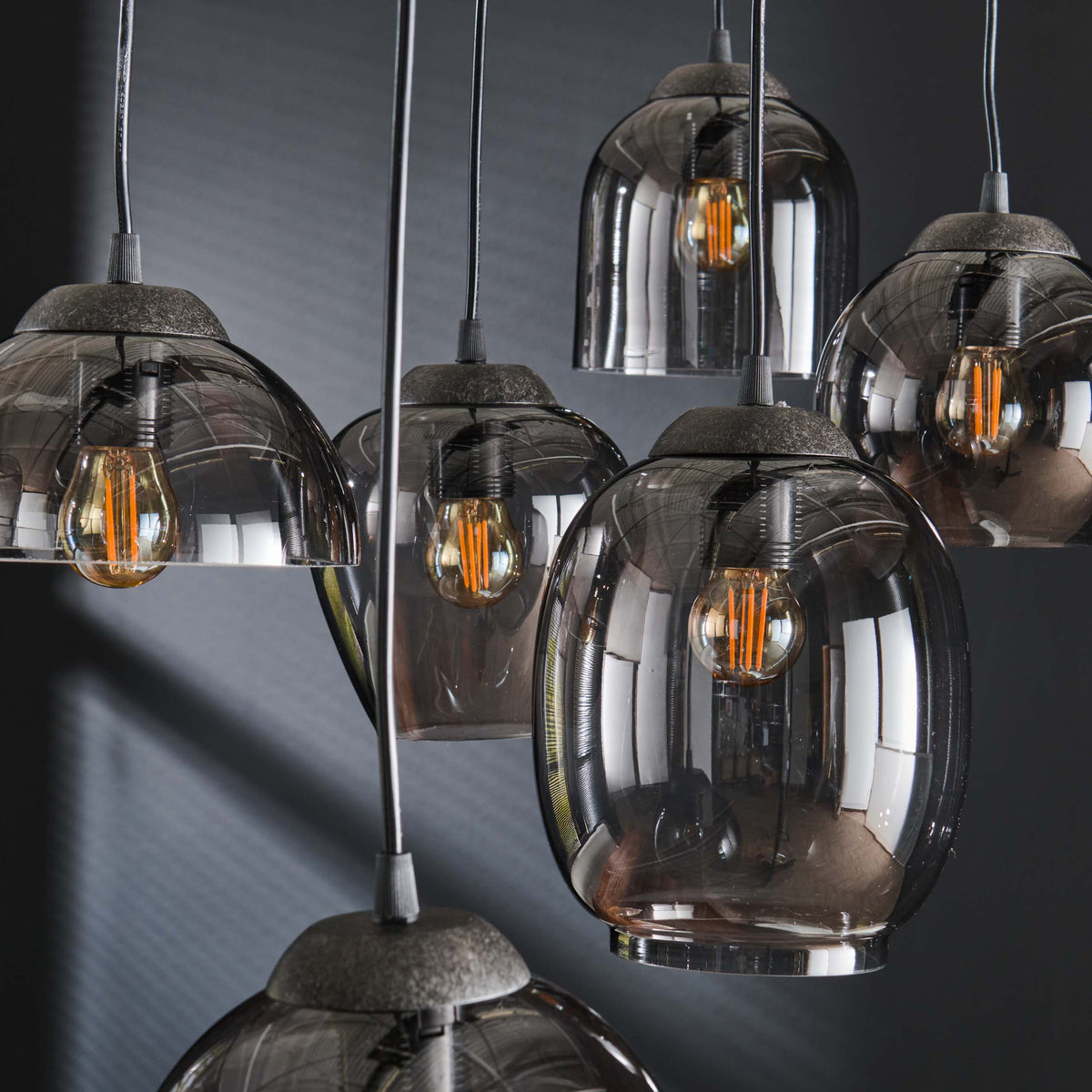 Hanglamp Mix chroom glas - 5-lichts, diameter 43 cm