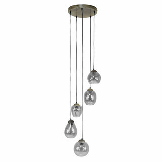 Hanglamp Mix chroom glas - 5-lichts, diameter 43 cm