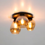 Plafonnier Mix verre ambré - 3 lumières, diamètre 41 cm