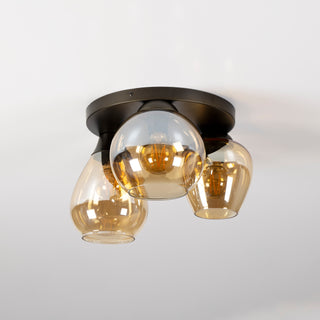 Plafonnier Mix verre ambré - 3 lumières, diamètre 41 cm