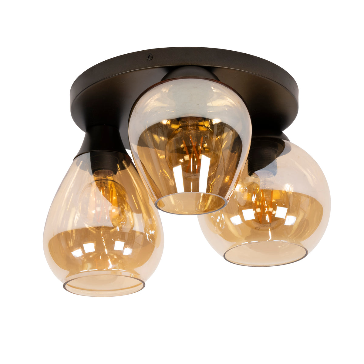 Plafondlamp Mix amber glas - 3-lichts, diameter 41 cm