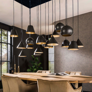 Suspension Metal XXL noir artic - 6+6+6 lumières, largeur 145 cm