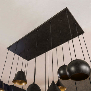 Suspension Metal XXL noir artic - 6+6+6 lumières, largeur 145 cm