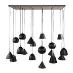 Suspension Metal XXL noir artic - 6+6+6 lumières, largeur 145 cm