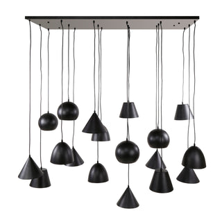 Suspension Metal XXL noir artic - 6+6+6 lumières, largeur 145 cm