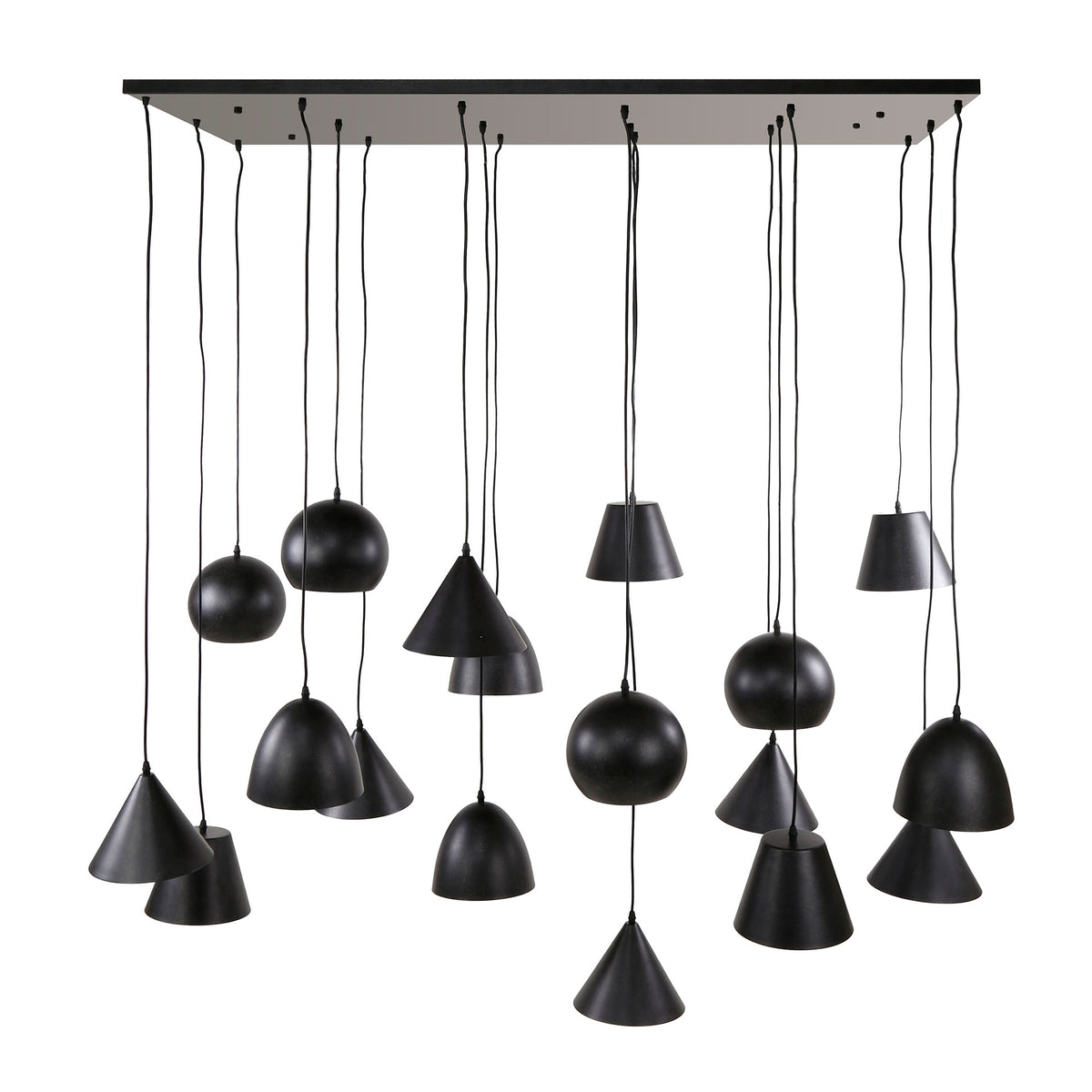 Suspension Metal XXL noir artic - 6+6+6 lumières, largeur 145 cm