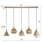 Hanglamp Metallo beige - 5-lichts, 118 cm breed