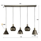 Hanglamp Metallo sienna bruin - 5-lichts, 118 cm breed