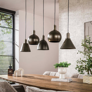 Hanglamp Metallo sienna bruin - 5-lichts, 118 cm breed