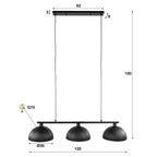 Pendant lamp Ripple artic black - 3-light, 120 cm wide