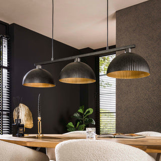 Pendant lamp Ripple artic black - 3-light, 120 cm wide
