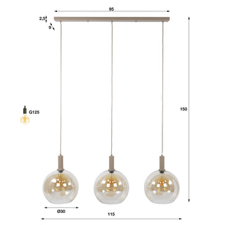 Suspension Sfera Tricolore beige - 3 lumières, largeur 115 cm
