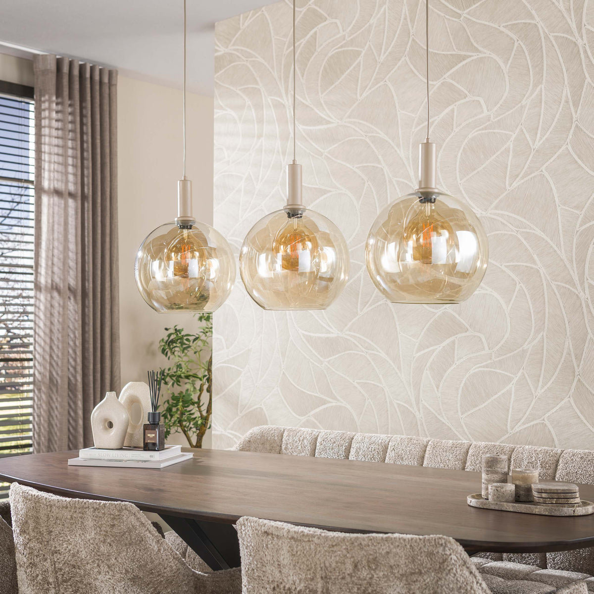 Hanglamp Sfera Tricolore beige - 3-lichts, 115 cm breed