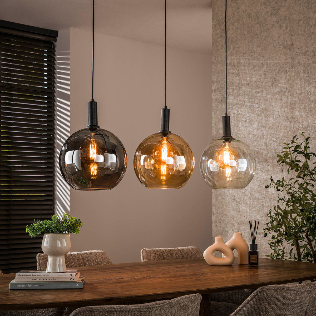 Hanglamp Sfera Tricolore artic zwart - 3-lichts, 115 cm breed