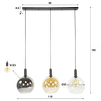 Suspension Sfera Tricolore noir artic - 3 lumières, largeur 115 cm