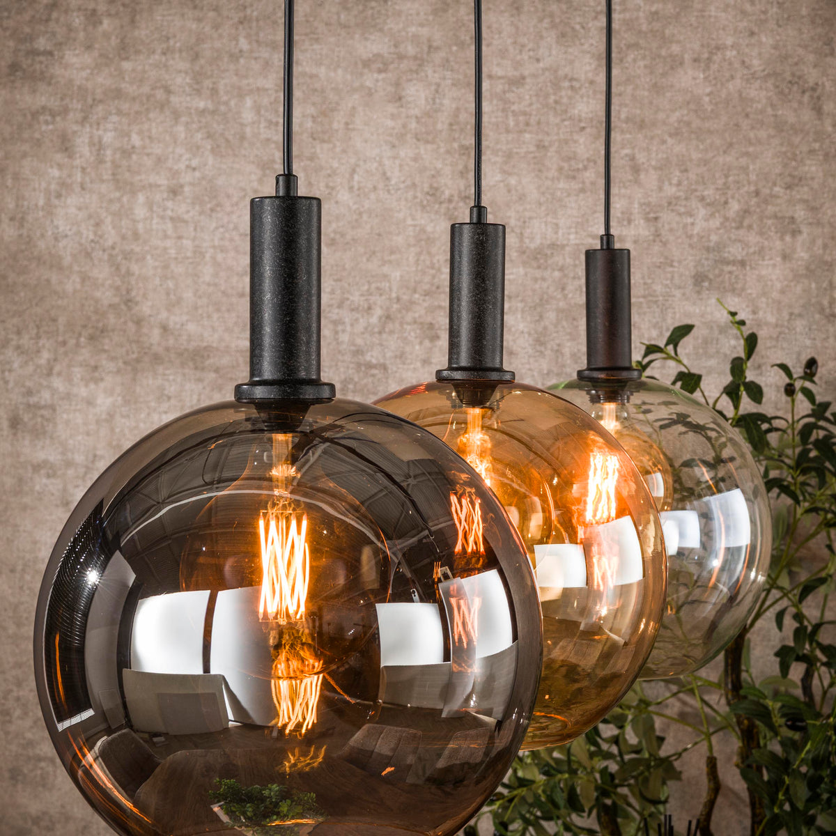 Hanglamp Sfera Tricolore artic zwart - 3-lichts, 115 cm breed
