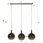 Suspension Sfera Tricolore brun sienna - 3 lumières, largeur 115 cm