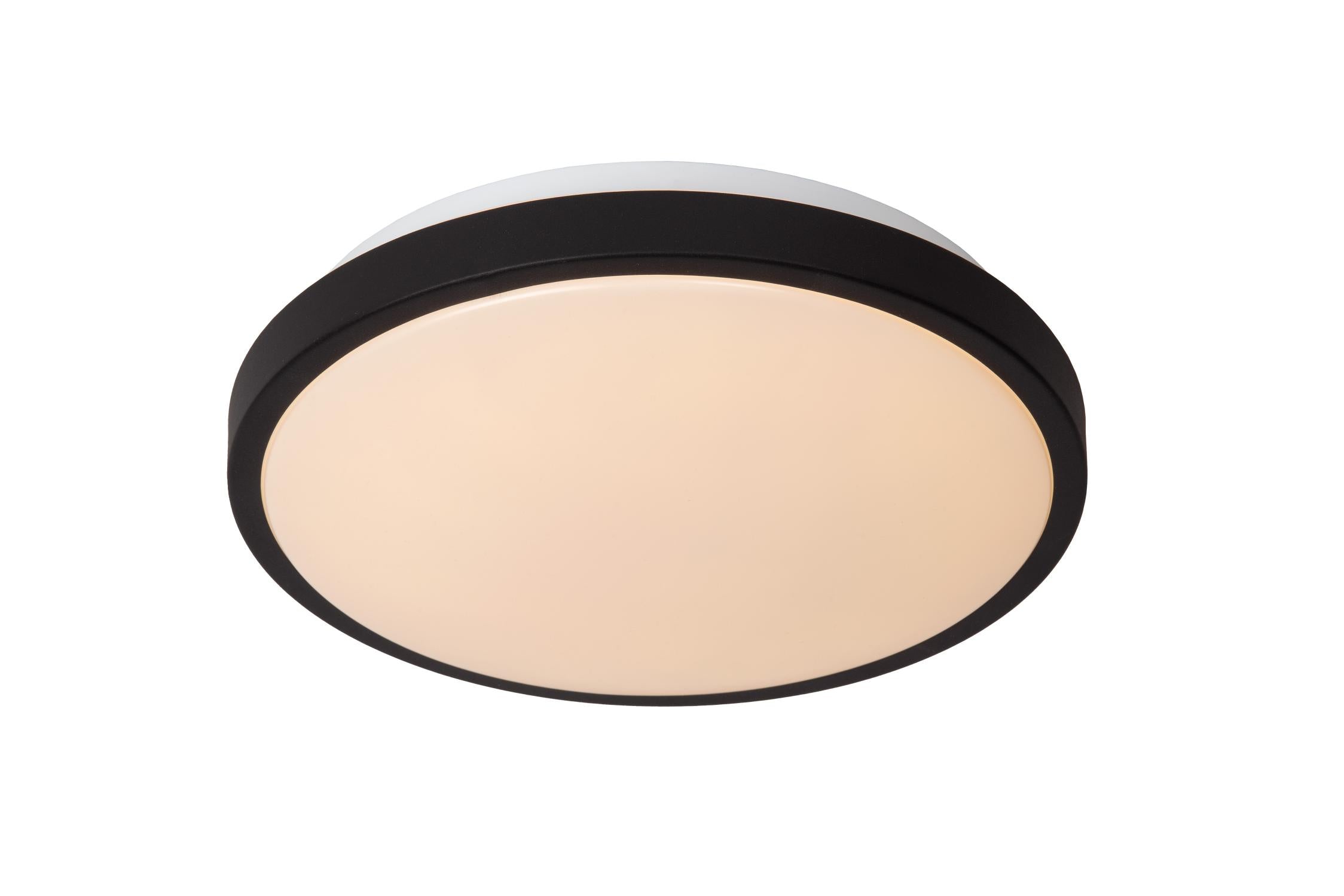DASHER - Plafonnière Badkamer - Ø 29,3 cm - LED - 1x12W 2700K - IP44 - Bewegingssensor - Zwart