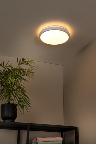 DASHER - Plafonnier Salle de bain - Ø 29,3 cm - LED - 1x12W 2700K - IP44 - Détecteur de mouvement et jour/nuit - Blanc
