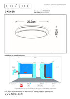 DASHER - Plafonnier Salle de bain - Ø 29,3 cm - LED - 1x12W 2700K - IP44 - Détecteur de mouvement et jour/nuit - Blanc
