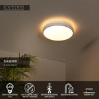 DASHER - Plafonnier Salle de bain - Ø 29,3 cm - LED - 1x12W 2700K - IP44 - Détecteur de mouvement et jour/nuit - Blanc