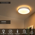 DASHER - Plafonnier Salle de bain - Ø 34,8 cm - LED - 1x18W 2700K - IP44 - Détecteur de mouvement et jour/nuit - Blanc