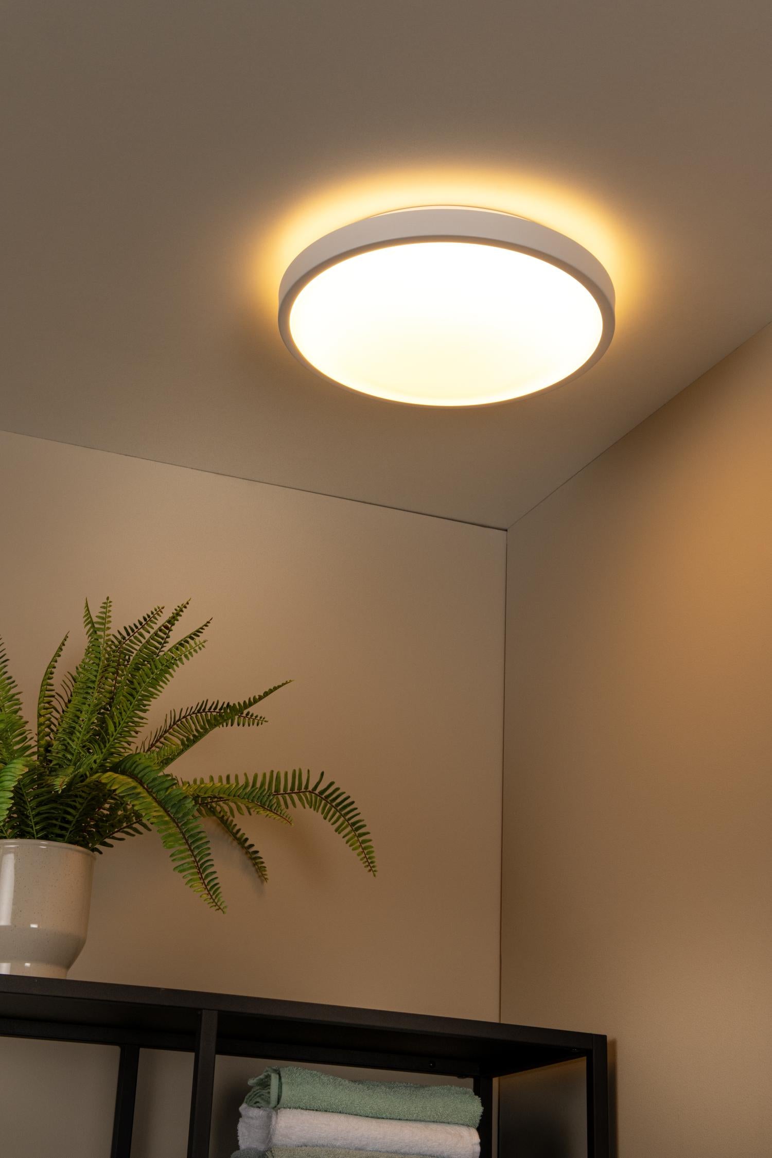 DASHER - Plafonnier Salle de bain - Ø 41 cm - LED - 1x24W 2700K - IP44 - Détecteur de mouvement - Blanc