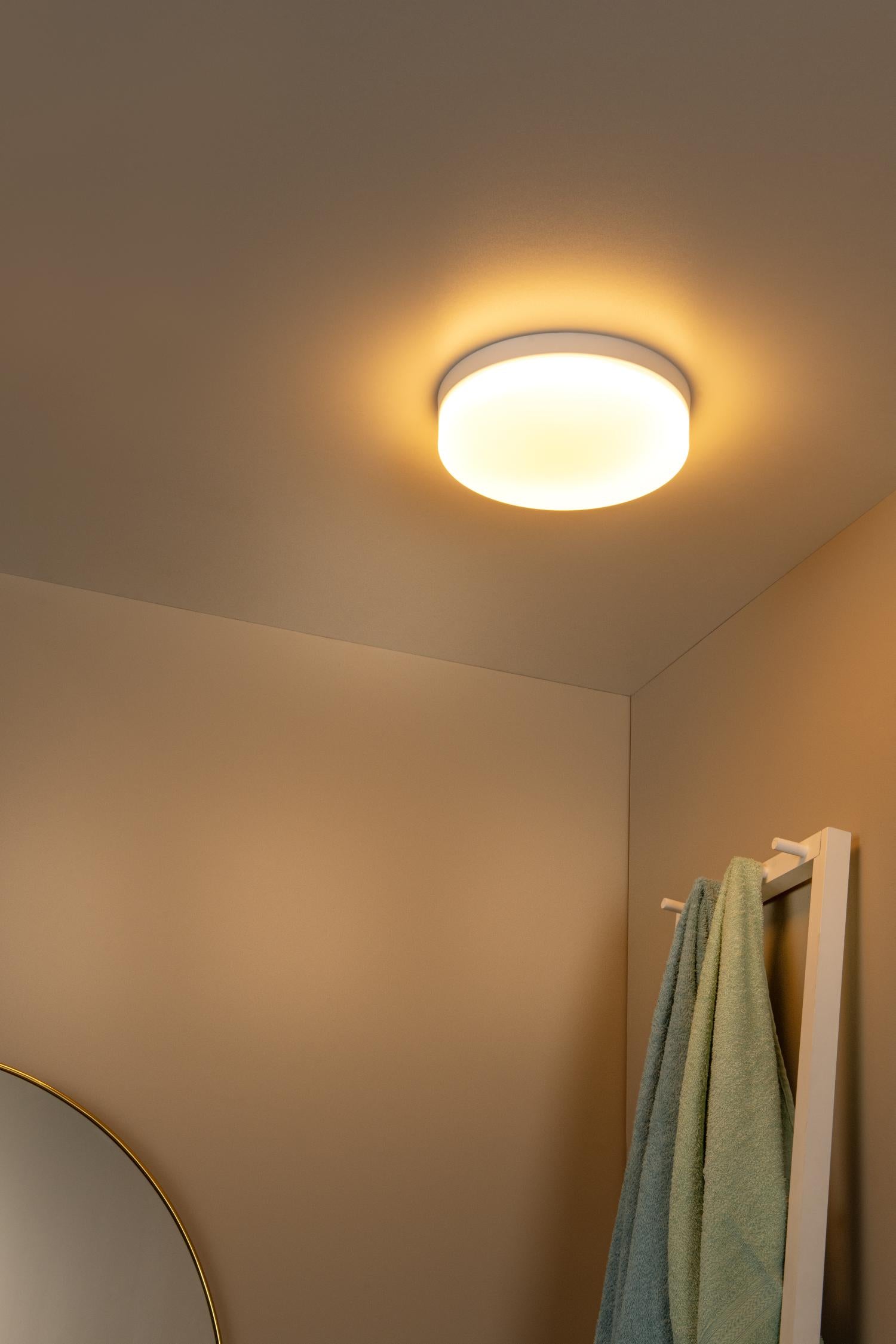 BISKIT - Plafonnier Salle de bain - Ø 28 cm - LED - 1x18W 2700K - IP44 - Détecteur de mouvement - Blanc